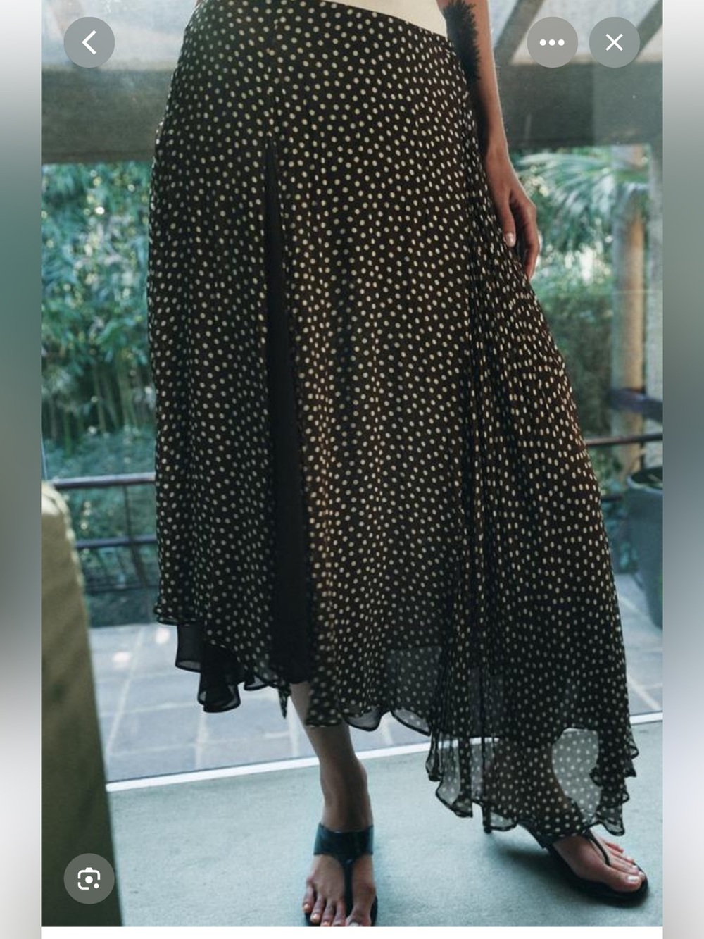 Zara Black Brown Polka Dot Asymmetrical Midi Skirt